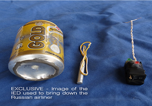 داعش تصویری از بمب ادعایی در انفجار هواپیمای روسی منتشر کرد