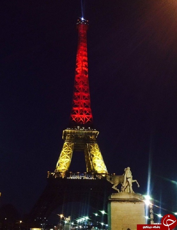 برج های مشهور دنیا به رنگ پرچم بلژیک در آمدند +تصاویر