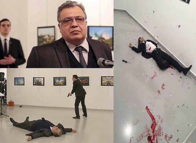 جسد قاتل سفیر روسیه روی زمین مانده است