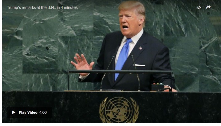 نیویورک تایمز:نطق \'ترامپ\'در مجمع عمومی سازمان ملل؛ تکرارنظریه ننگین \'محور شرارت\'