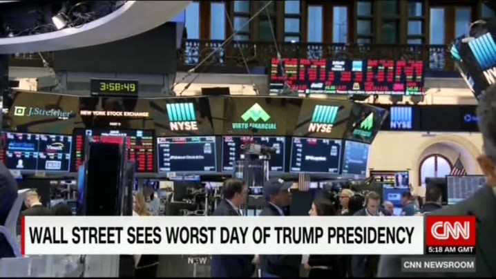 سی ان ان: بدترین روز وال استریت در ریاست جمهوری ترامپ