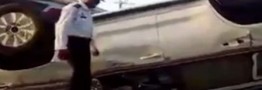 واژگونی تریلر حامل 4 دستگاه تویوتا لندکروزر در میاندوآب