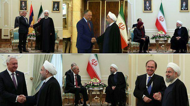 تاکید روحانی در دیدارهای دیپلماتیک پس از تحلیف بر توسعه روابط دوجانبه با کشورهای مختلف